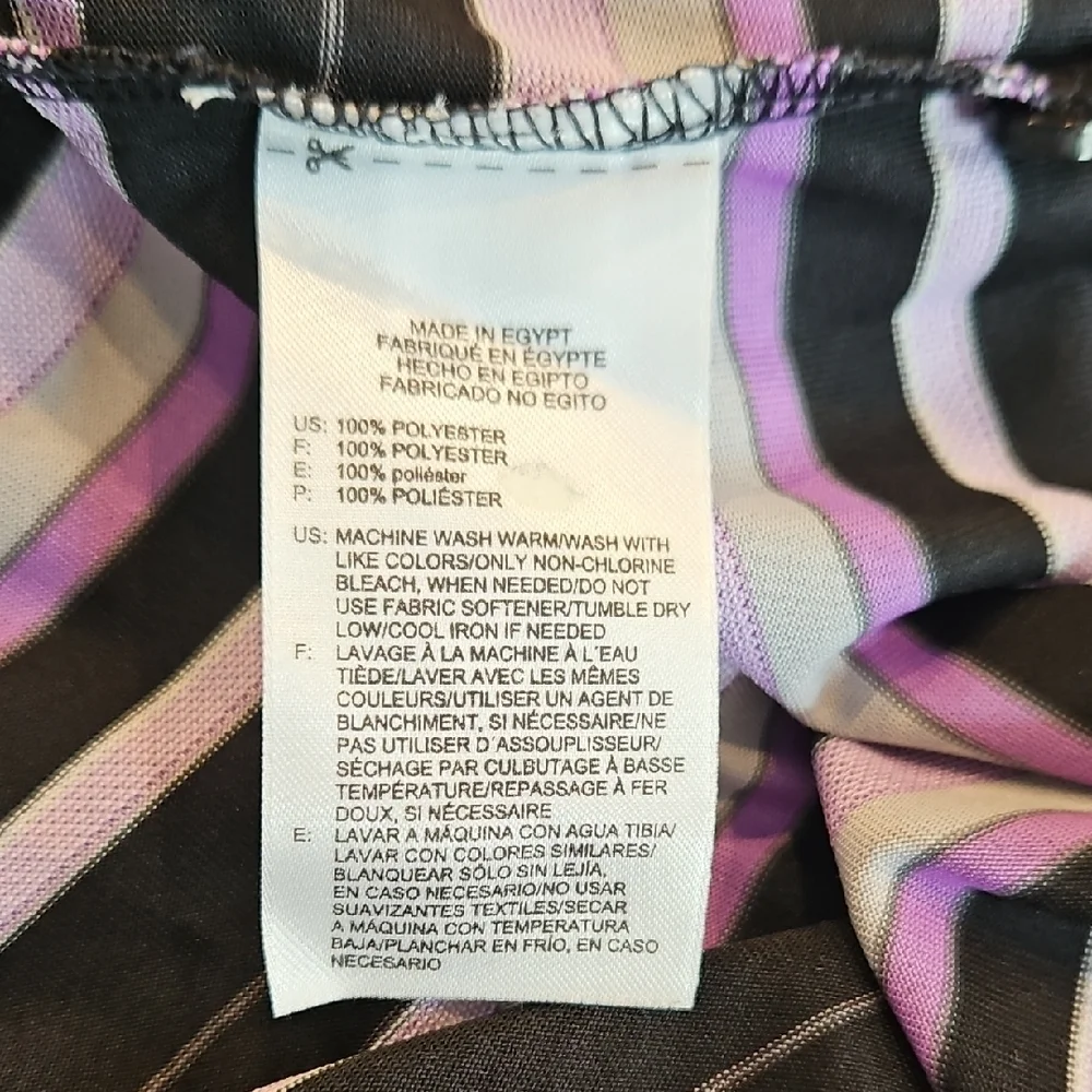 Reebok Golf Black and Purple Striped Polo Shirt 2XL